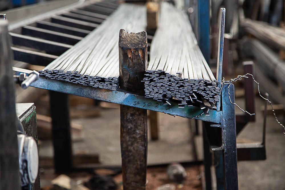 Stacked steel bars ready for delivery